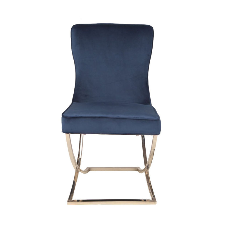 Chaise d'appoint rembourrée en velours, bleu