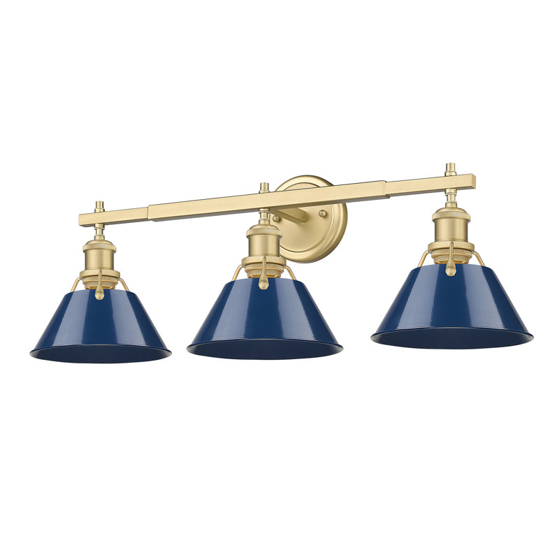 Felda 3-light fixture, Matte Navy, Brushed Champagne Bronze