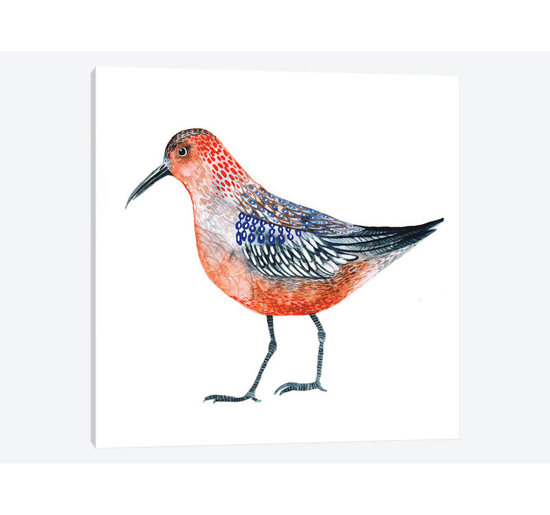 « red oiseau », impression sur toile, H 26 po x l 26 po x P 1,5 po, Toile tendue, Pas de tapis