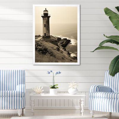 Paysage rétro de phare mimalisme, impression sur toile