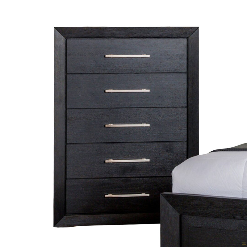 Commode 1 pièce 5 tiroirs à queue d'aronde anglaise, Noir
