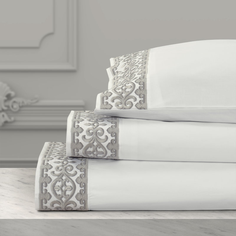 Majestic - Sheet King 4Pc. Sheet Set, King Sheet Set with 2 Pillowcases, Silver