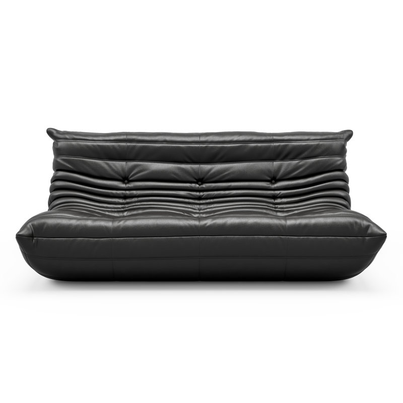 3-Seat Faux Leather Bean Bag Sofa