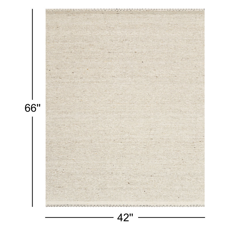 Tapis avoine tissé à la main Larissa, Rectangle 3 pi 6 po x 5 pi 6 po