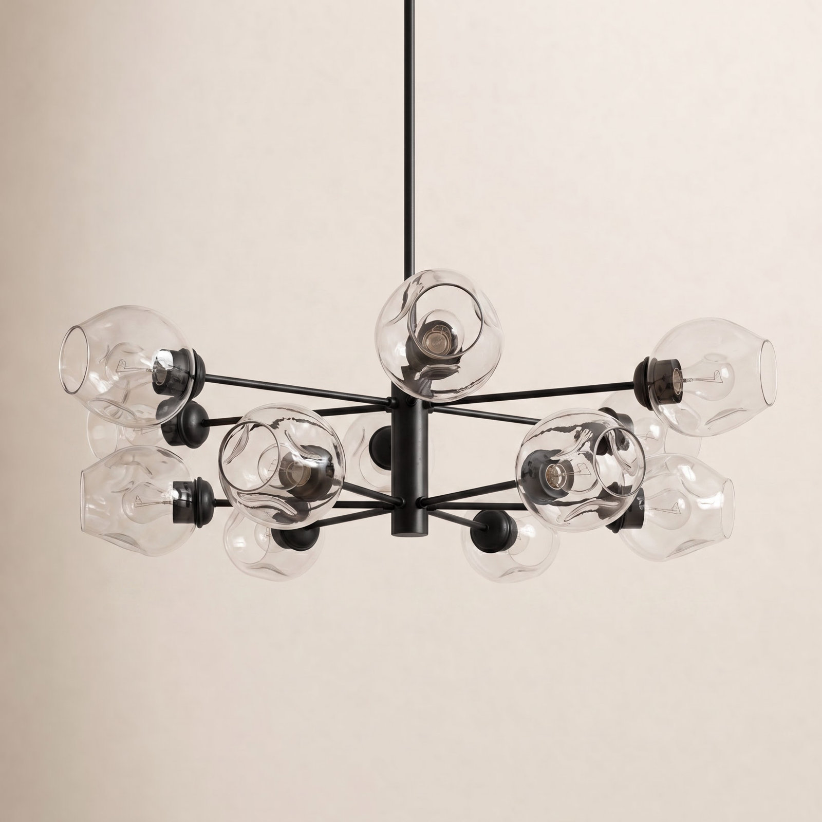 Anastasia 12 - Light Dimmable Sputnik Chandelier, Clear, Satin Black