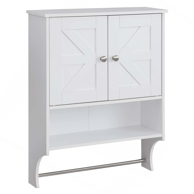 Farmhouse Over The Toilet Storage Cabinet With 2 Door And Adjustable Shelves For Bathroom Living Room, White