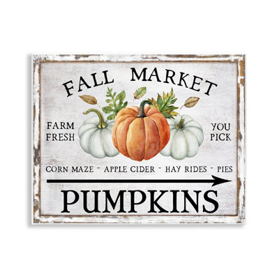 Fall Market Pumpkins Wall Plaque Art by Creatif Belle