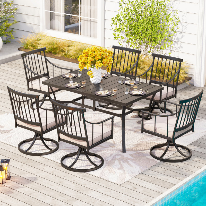 Salem 6 - Person Patio Dining Set with Rectangular Table , Cushions Included