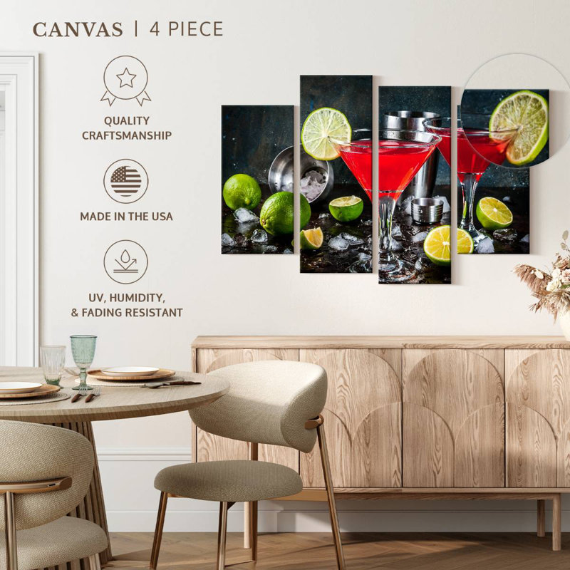 Yarlin Red Martini Cocktails, 48" H x 75" W