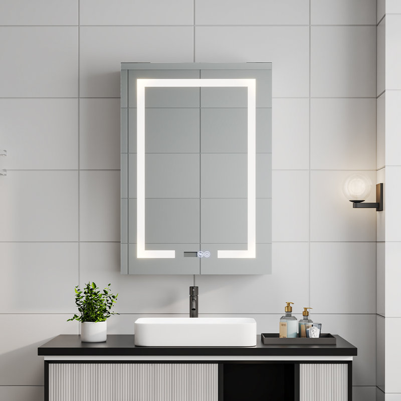 Audris 50mm W 70mm H Surface Frameless Medicine Cabinet Mirror 2 Adjustable