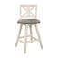 Chaises de comptoir blanches et grises 2, bois d'hévéa massif, pivotant à 360 °, chaises de salle à manger rustiques 2, gris, pivotant à degrés-2088401690