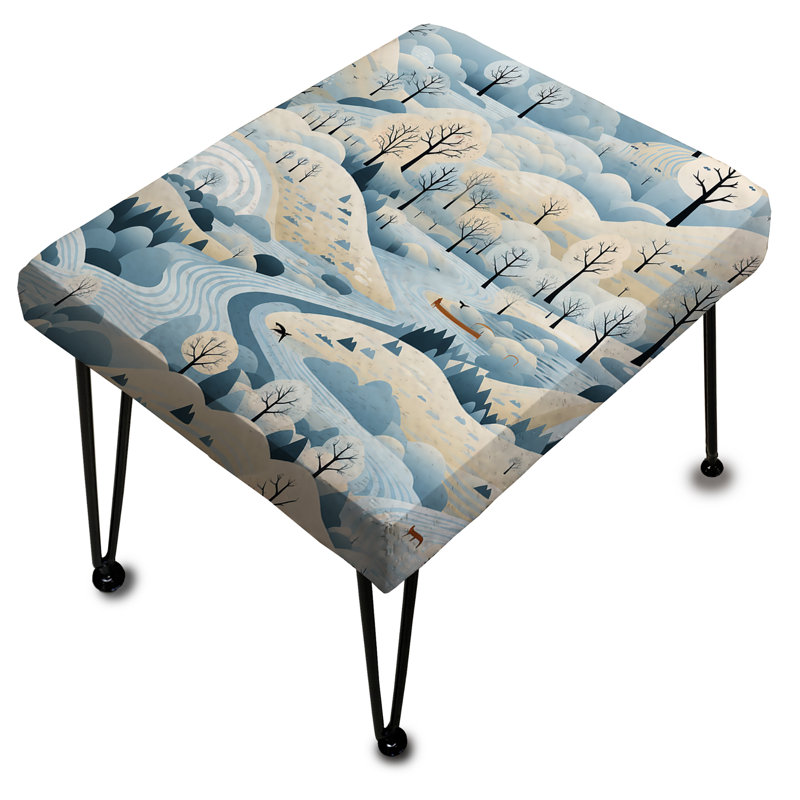 Scandinavian Winter Landscape - Repose-pieds rectangulaire floral