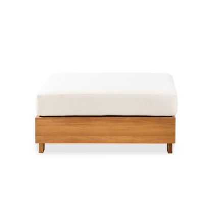 Witt Solid Wood Outdoor Ottoman with Cushion