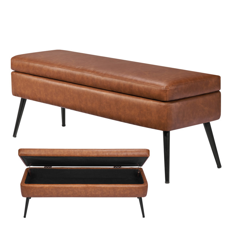 Banc avec repose-pieds et rangement en similicuir