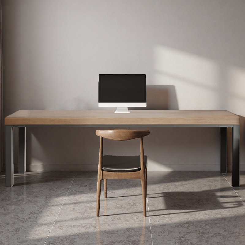 Bureau de travail en pin massif avec cadre en fer épaissi, H 29,53 po x l 86,61 po x P 31,5 po