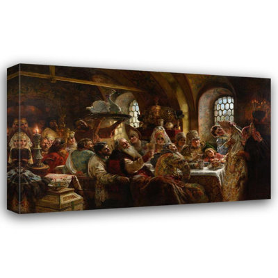 "A Boyar Wedding Feast" by  Konstantin Egorovich Makovsky - Gallery Wrap Canvas Wall Art
