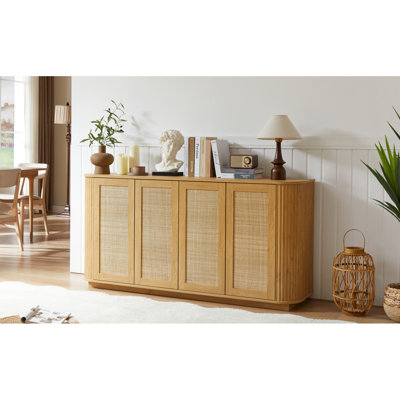 64-Inch Wavy TV Stand With Rattan Doors For Living Room by Bay Isle Home