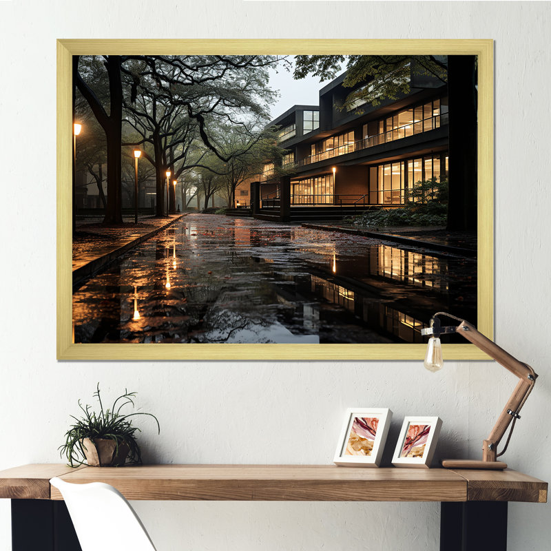 Photo collégiale d'hiver sur toile - Bâtiments et paysages urbains, Cadre doré simple, H 30 po x l 40 po x P 1,5 po