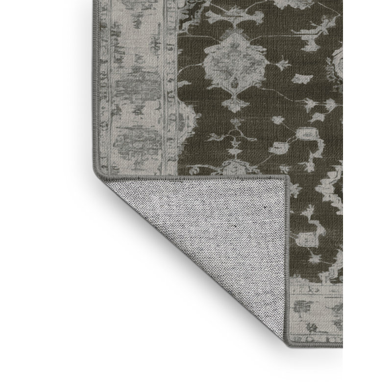 Tapis gris lavable à la machine, Carré 6 pi