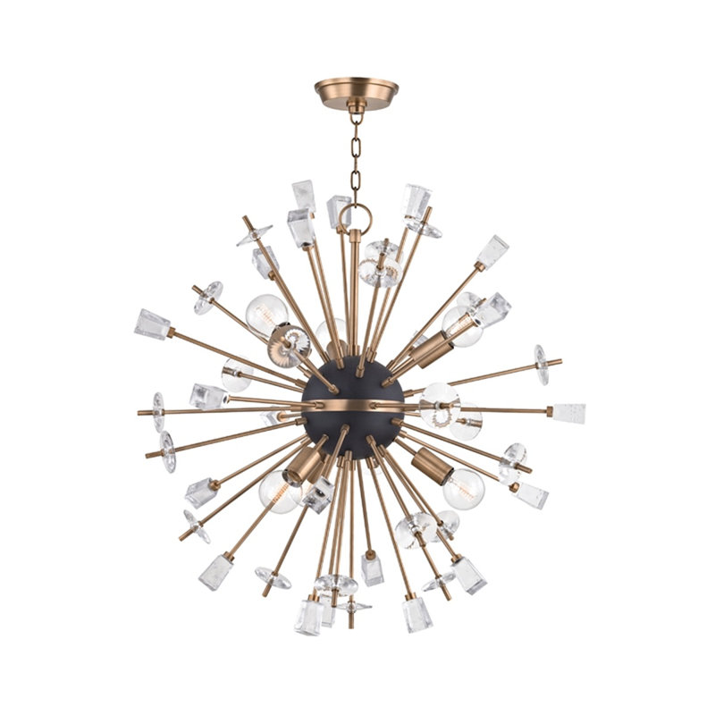 Lustre spoutnik 6 lumières Liberty, Laiton vieilli