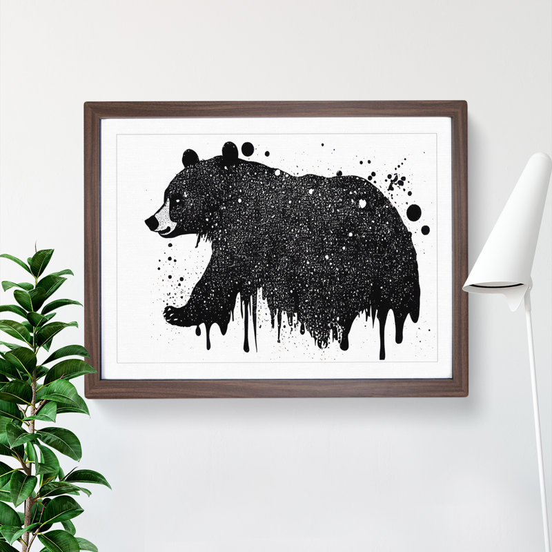 Bear Splatter Abstract - Single Picture Frame Print, Walnut, 34cm H x 46cm W x 2cm D