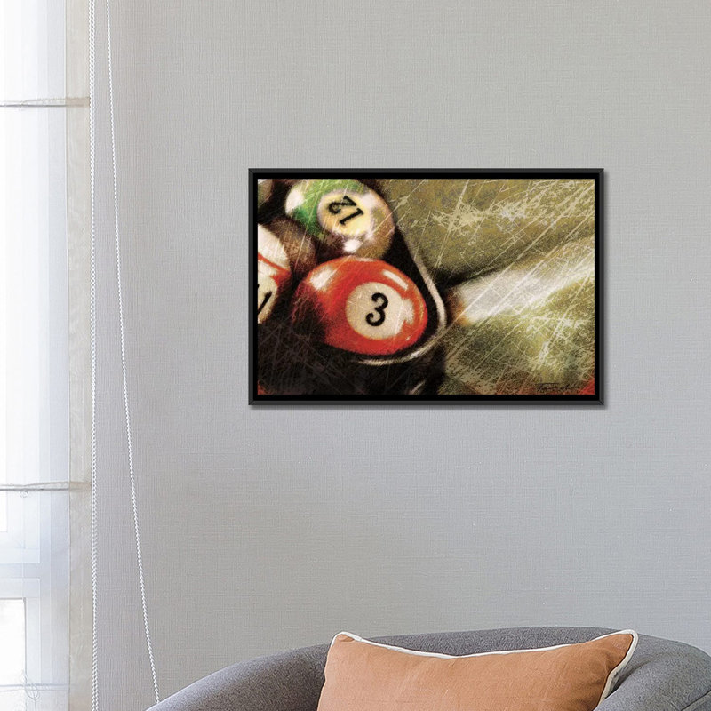 « ouverture break shot », reproduction d’impression sur toile tendue, H 8 po x l 12 po x P 0,75 po, Toile tendue