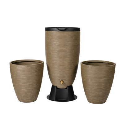 Rts Home Accents Polyethylene Newport Rain Barrel, Rain Barrel Stand And Planter Bundle