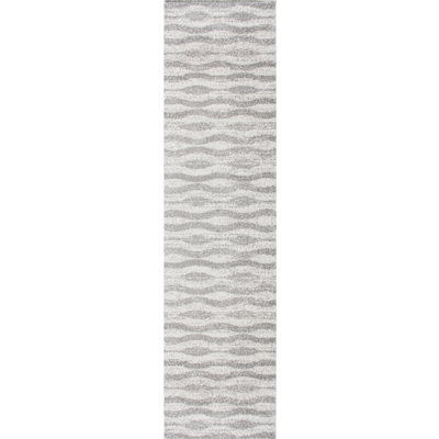 Sarepta Contemporary Waves Power Loom Performance Gray Rug