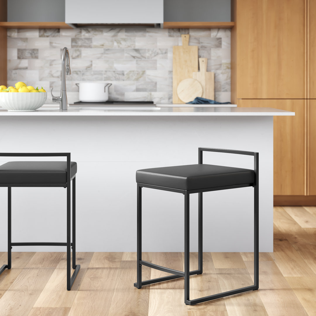 Artu Upholstered Counter Stool with Metal Frame (Set of 2) Wade Logan®
