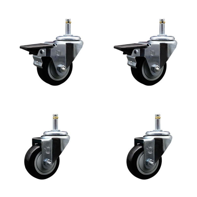 4-Piece Polyurethane Caster Set, Black