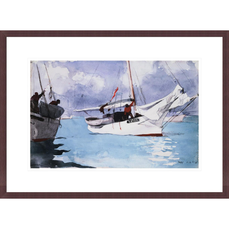 «Pêche bateaux Key West» par Winslow Homer - impression giclée encadrée, H 15,98 po x l 21,75 po