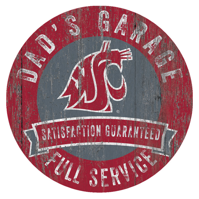 «NCAA Dad's Garage Sign», impression sur bois, Washington State