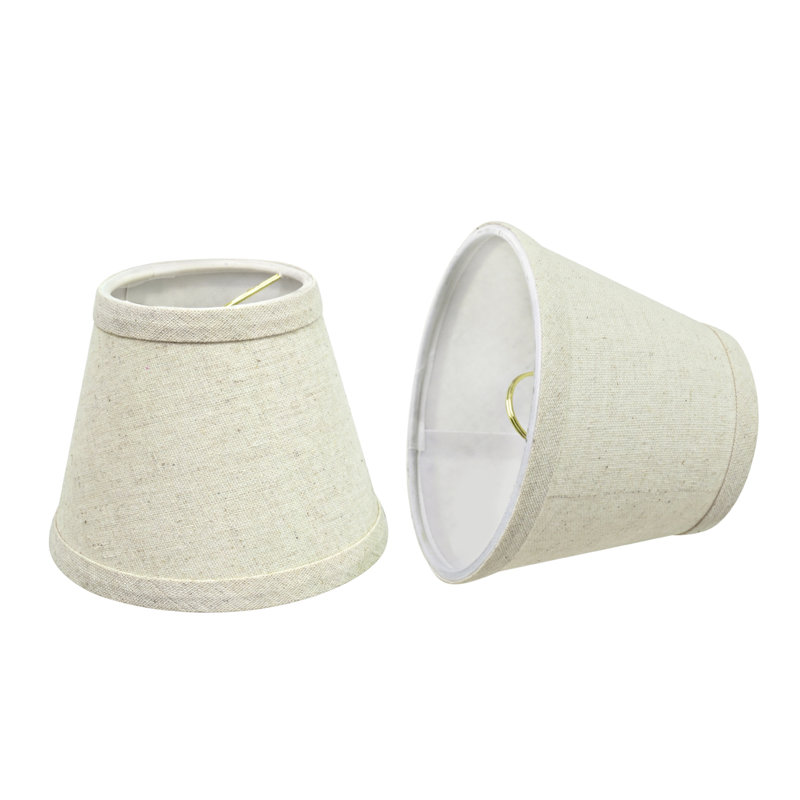 Light Grey Linen Empire Mini Chandelier Lamp Shades, Set of 2