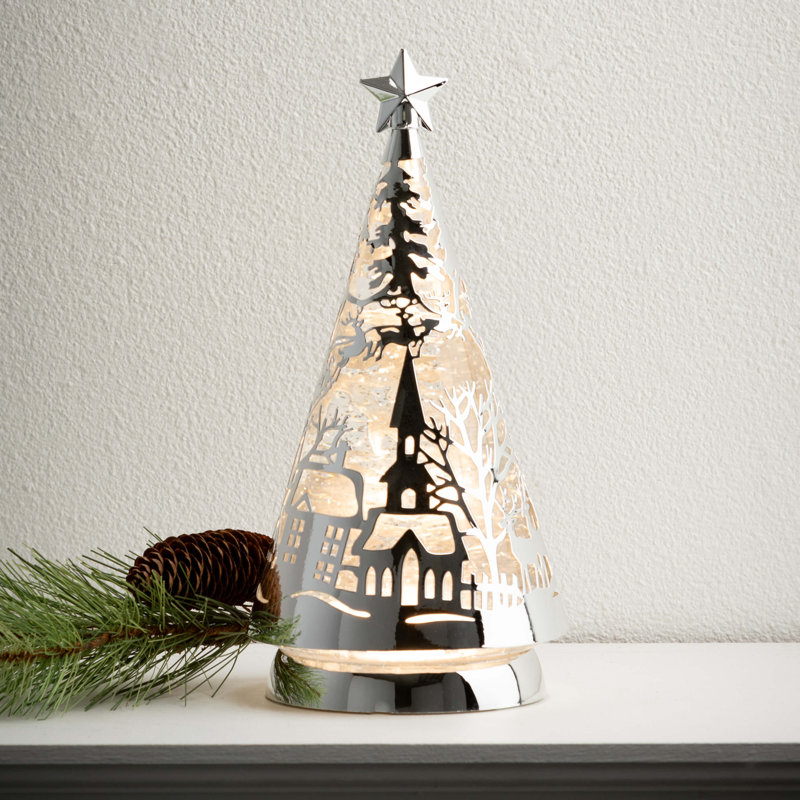 Arbre de Noël 10,25 "à DEL Village Shimmer, argent