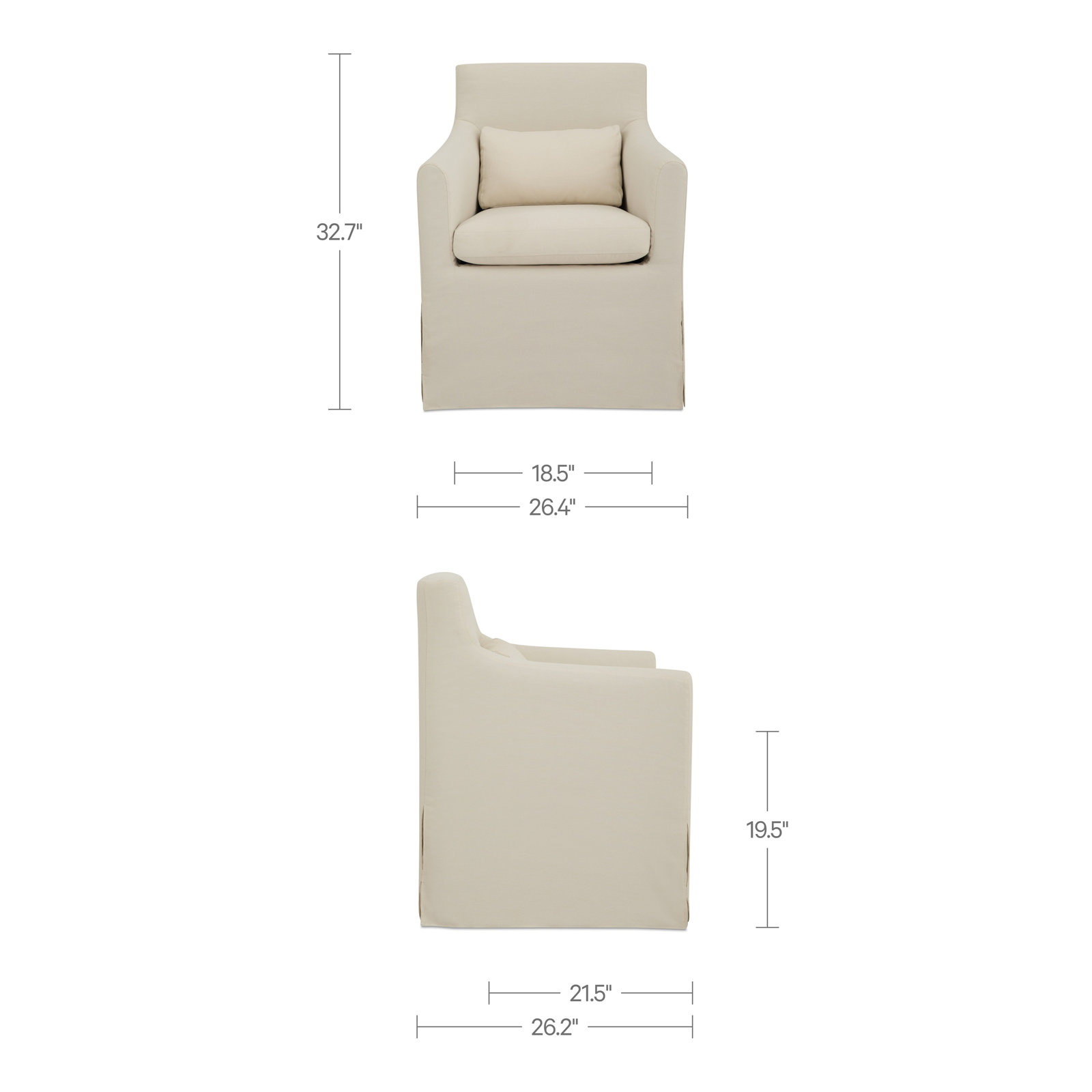 Patio Armchair, Ivory Performance Fabric