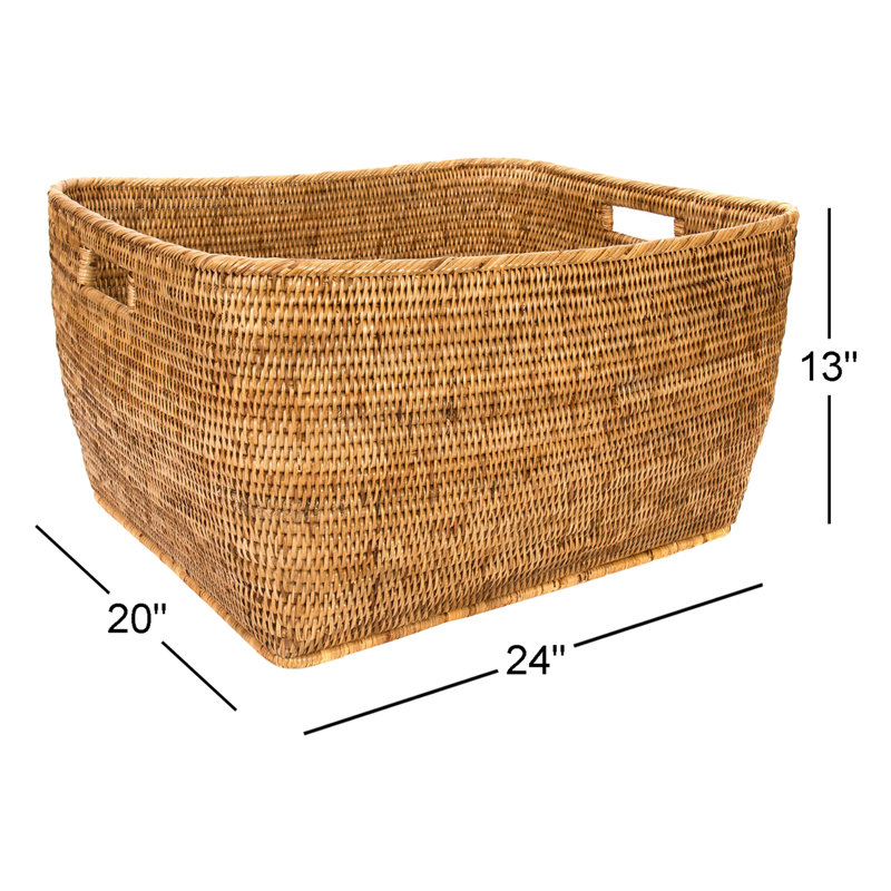 Grand panier en rotin, H 13 po x l 20 po x P 24 po, Brun miel