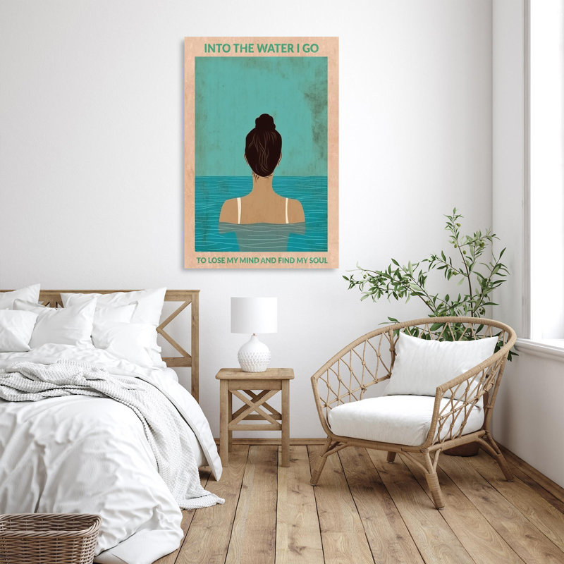 «Natation dans l'eau», impression sur toile, H 14 po x l 11 po x P 1,25 po