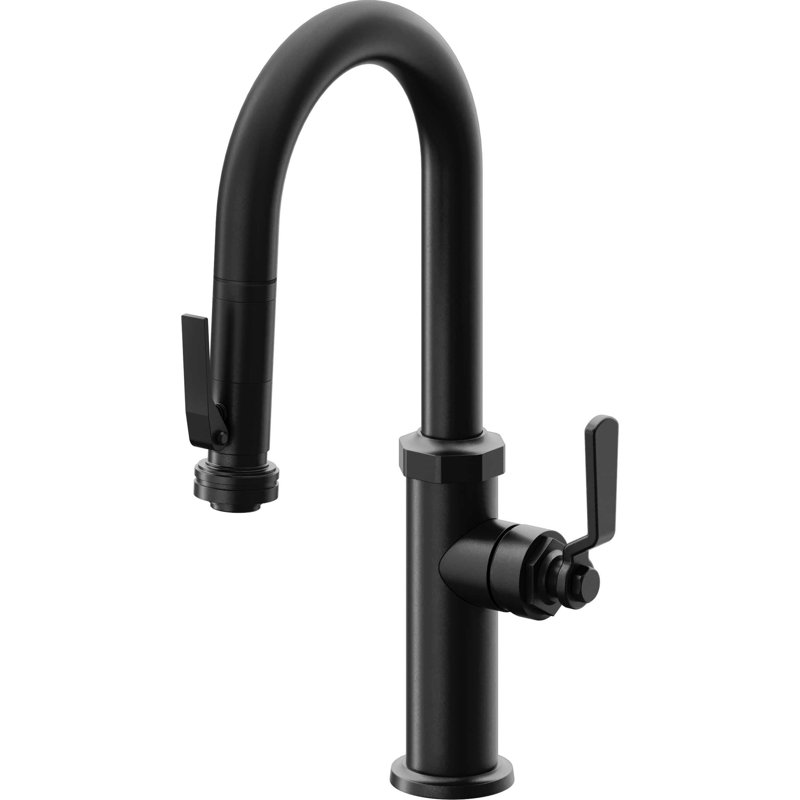 Pull-Down Prep/Bar Faucet With Squeeze Sprayer, Matte Black