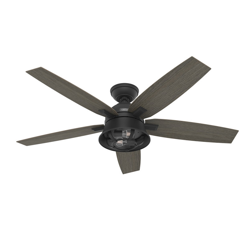 52" Hampshire 5 - Blade Ceiling Fan With LED Light Kit And Handheld Remote, Matte Black