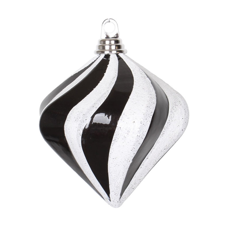 Ornement en forme de diamant, H 6 po x l 6 po x P 6 po, Noir / Blanc