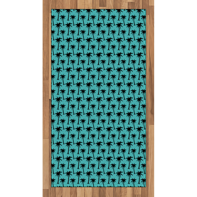 Palm Tree High Density Long Fiber Poly Threads Decorative Area Rug Carpet, Rectangle 2'7" x 5'