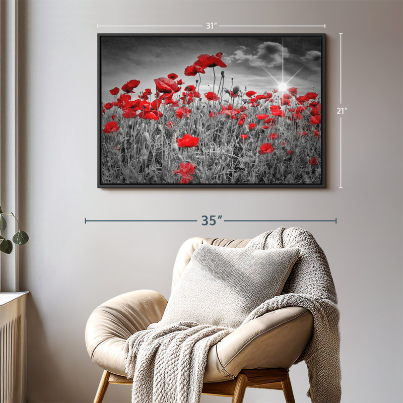 Floral et botanique «Red Poppies Pop», H 21 po x l 31 po