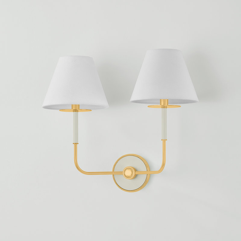 Wedgewood Wall Sconce in Aged Brass and Soft Studio Green by Mark D. Sikes, Gold