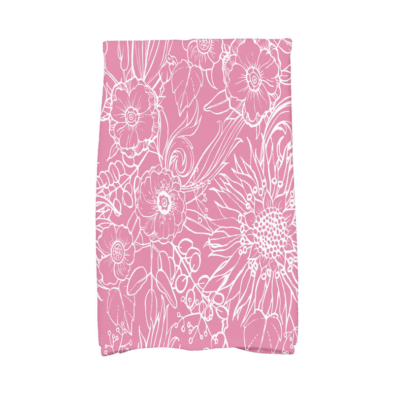 Floral Tea Towel Kitchen Towel, Pink