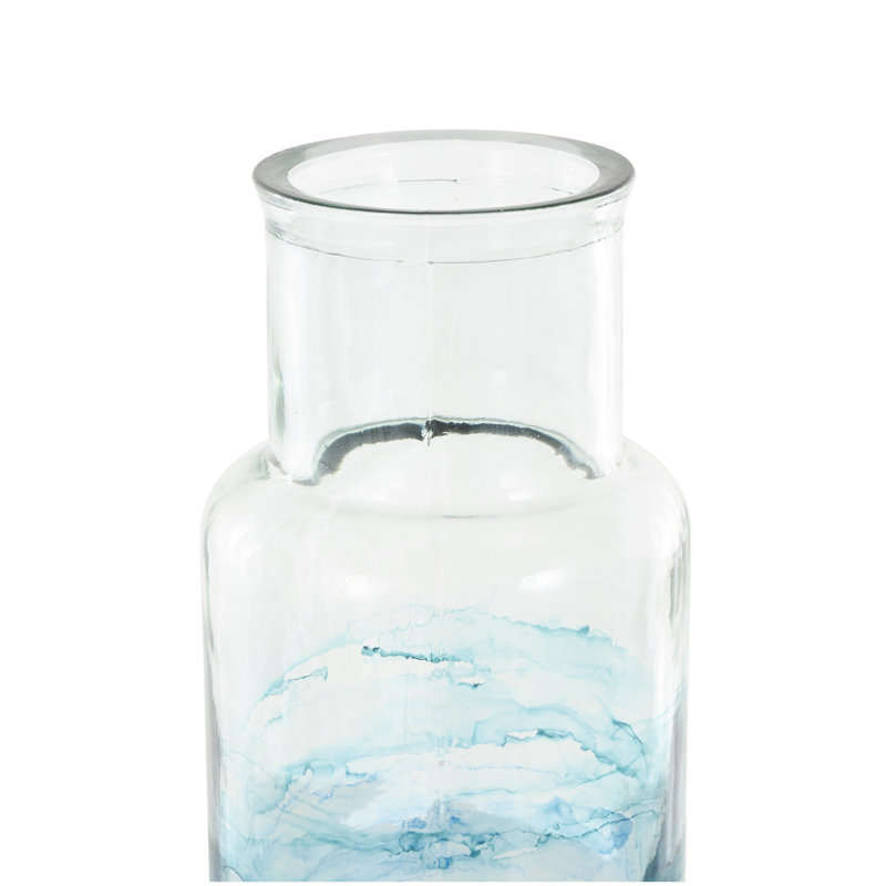 Vase décoratif abstrait en verre recyclé Donsha, H 17,65 po x l 5,7 po x P 5,65 po, Bleu