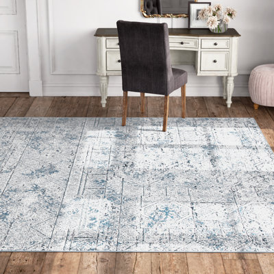 Attif Jacquie Oriental Ivory/Gray/Blue Area Rug