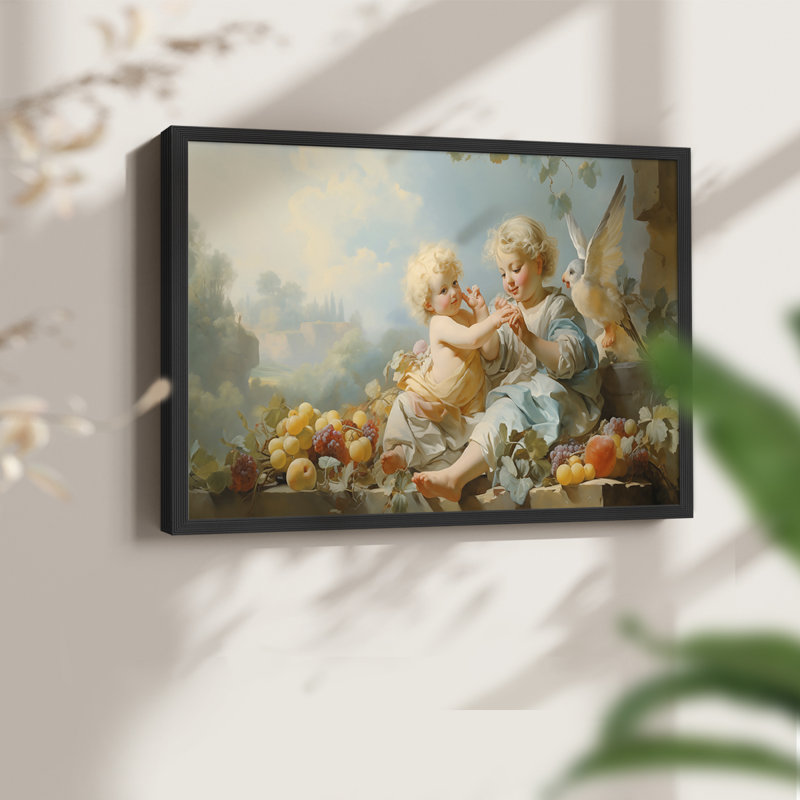 Angels From Above-XV - Reproduction encadrée - Restickable, Cadre noir, H 11 po x l 14 po