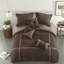 Ensembles de literie en micro velours côtelé de luxe, polyester brun grand, confort de chalet moderne