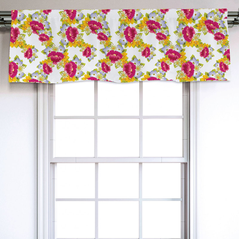 Sateen Floral Ruffled Window Valance