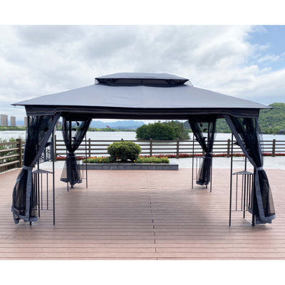 Outdoor Patio Gazebo Canopy Tent With Ventilated Double Roof And Mosquito net(Detachable Mesh Screen On All Sides),Suitable for Lawn, Garden, Backyard and Deck